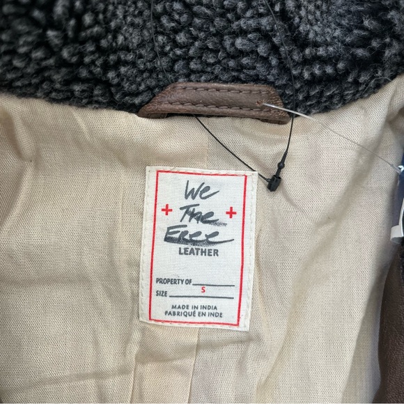 NWOT Free People Rori Slouchy Moto Genuine Leather Jacket with Sherpa Collar - Picture 8 of 9